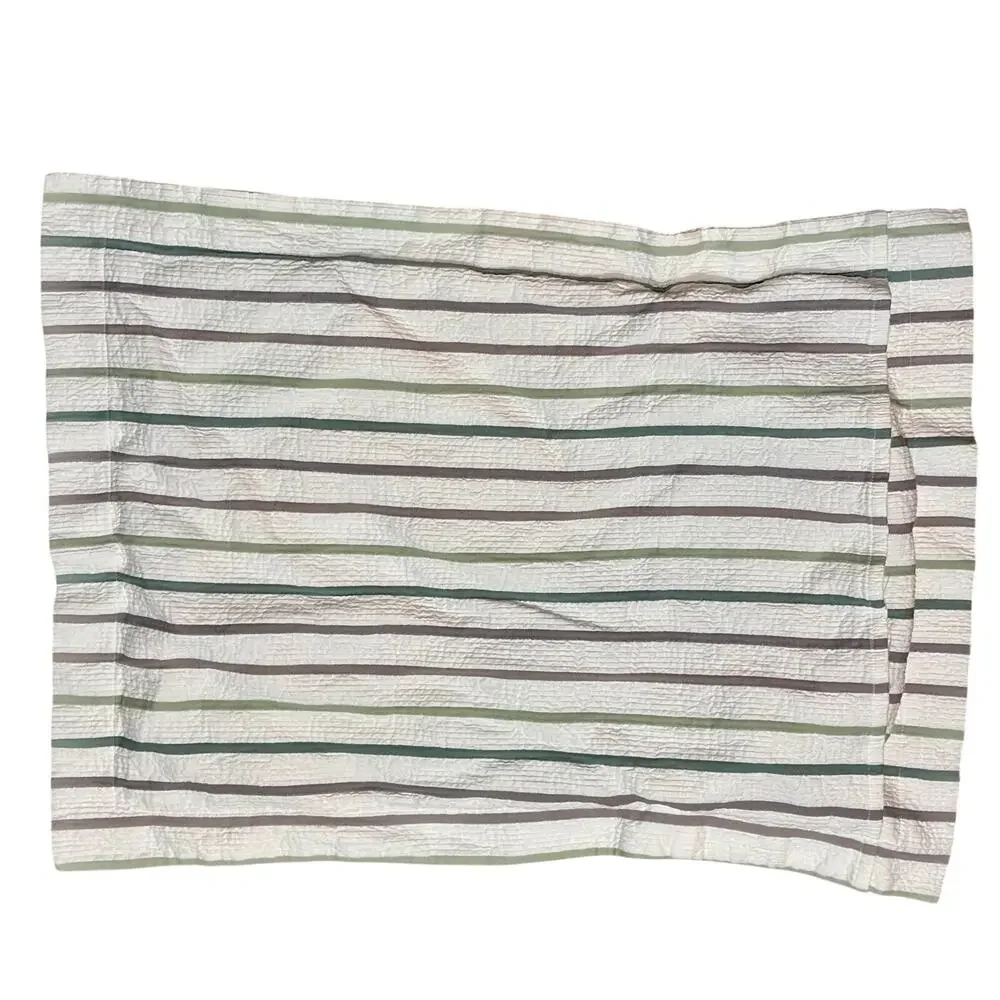 Company Store Matelasse Standed Pillow Sham White Neutral Stripes: Green, Taupe